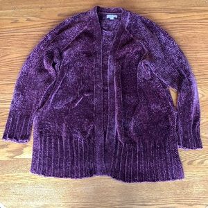 Loft Medium Cranberry Plush Long Cardigan